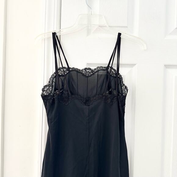 Lux Lux Designed by Hardy Amies England Designer Black Sheer Long Slip High Slit - Picture 8 of 14